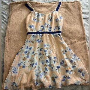 Floral Dress with Blue Accents